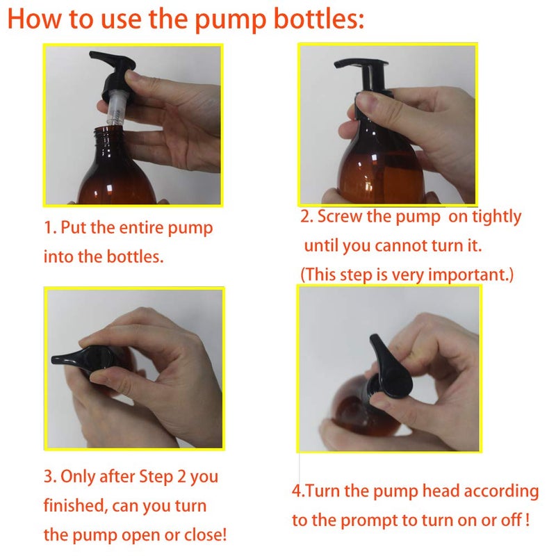 zmybcpack 8 Pack 8OZ Empty Plastic Pump Lotion Bottles with 1 Pen, Labels & Silicone Funnel, Amber Color Lotion Dispenser with Locking Lotion Pump for Body Wash, Shampoo, Massage Lotion, Gel - Image 2